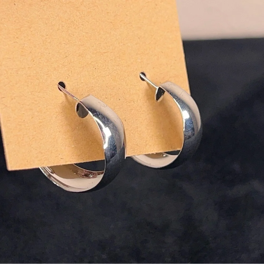 Silver Wide Hoop Earrings Classic
